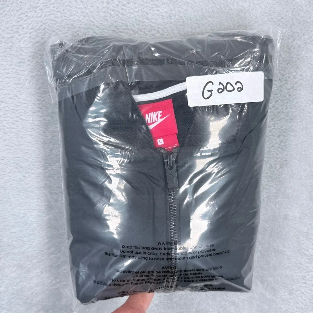 Nike Modern Full Zip Bomber Jacket Mens Large Black Fleece Sweatshirt 886245
